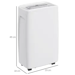 Deshumidificador Eléctrico 12L/Días Silencioso con 4 Modos 2 Velocidades 29x18x49 cm Blanco - Ogal.Es