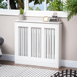 Cubierta de Radiador Blanco 90x18x84 cm Cubre Radiador de MDF Diseño Moderno Estante para Radiador Vertical para... - Ogal.Es