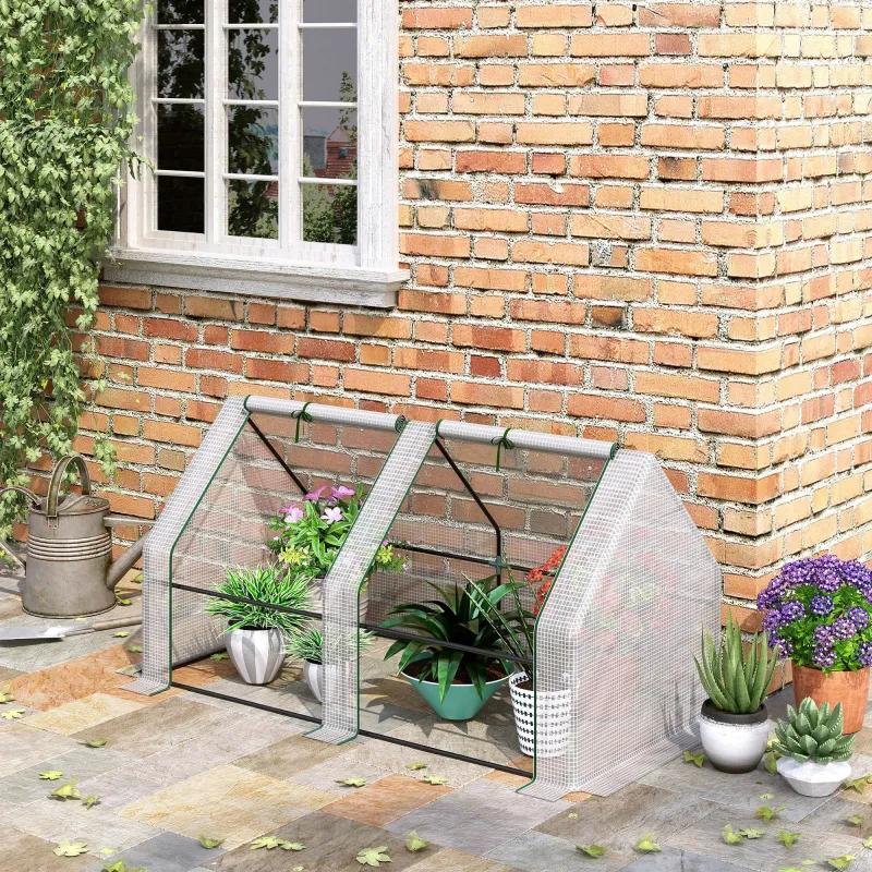 Mini Invernadero de Jardín Terraza 180x90x90cm Tipo Caseta Tubo de Acero con 2 Ventanas Enrollables Vivero Caser... - Ogal.Es