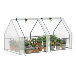 Mini Invernadero de Jardín Terraza 180x90x90cm Tipo Caseta Tubo de Acero con 2 Ventanas Enrollables Vivero Caser... - Ogal.Es