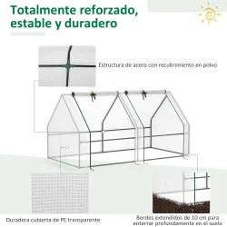 Mini Invernadero de Jardín Terraza 180x90x90cm Tipo Caseta Tubo de Acero con 2 Ventanas Enrollables Vivero Caser... - Ogal.Es