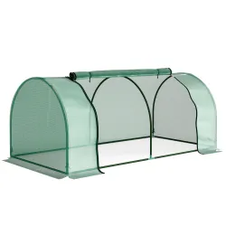 Mini Invernadero 200x100x80 cm para Jardín Vivero Casero Tipo Túnel con Marco de Acero y Cubierta Plástico Verde - Ogal.Es