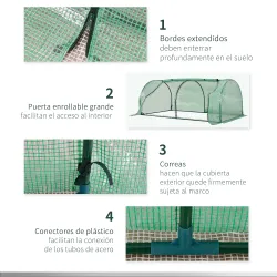 Mini Invernadero 200x100x80 cm para Jardín Vivero Casero Tipo Túnel con Marco de Acero y Cubierta Plástico Verde - Ogal.Es