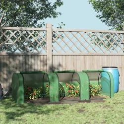 Mini Invernadero de Jardín 295x100x80 cm para Cultivo de Plantas Tipo Túnel Marco Acero y Plástico Verde - Ogal.Es