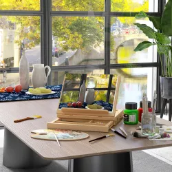 Caballete de Mesa de Madera Caja de Caballete de Pintura Plegable con Cajón y Altura Ajustable 33,5x26x26 cm Nat... - Ogal.Es