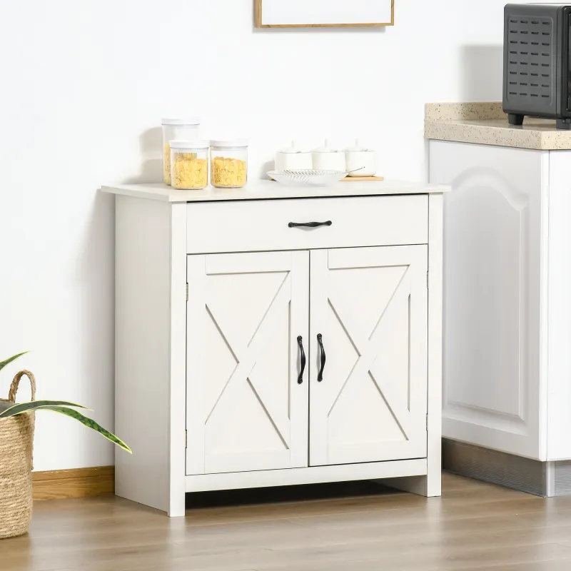 Aparador de Cocina con Cajón 2 Puertas y Estante Interior Mueble Auxiliar Decorativo 80x39,7x80 cm Blanco Lavado - Ogal.Es