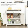Aparador de Cocina con Cajón 2 Puertas y Estante Interior Mueble Auxiliar Decorativo 80x39,7x80 cm Blanco Lavado - Ogal.Es