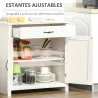 Aparador de Cocina con Cajón 2 Puertas y Estante Interior Mueble Auxiliar Decorativo 80x39,7x80 cm Blanco Lavado - Ogal.Es