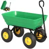 Carro de Jardín Inclinable hasta 75° con Mango Ajustable y 4 Neumáticos Capacidad Max.75 L Acero 109x52x94 cm Verde - Ogal.Es