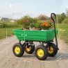 Carro de Jardín Inclinable hasta 75° con Mango Ajustable y 4 Neumáticos Capacidad Max.75 L Acero 109x52x94 cm Verde - Ogal.Es