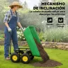 Carro de Jardín Inclinable hasta 75° con Mango Ajustable y 4 Neumáticos Capacidad Max.75 L Acero 109x52x94 cm Verde - Ogal.Es