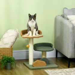 Árbol Rascador para Gatos Árbol Pequeño de 52 cm con Cama Poste de Sisal y Bola Colgante 43x39x52 cm Multicolor - Ogal.Es