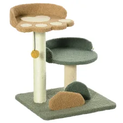 Árbol Rascador para Gatos Árbol Pequeño de 52 cm con Cama Poste de Sisal y Bola Colgante 43x39x52 cm Multicolor - Ogal.Es