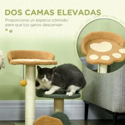 Árbol Rascador para Gatos Árbol Pequeño de 52 cm con Cama Poste de Sisal y Bola Colgante 43x39x52 cm Multicolor - Ogal.Es