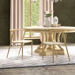 Pack de 2 Sillas de Comedor Moderno con Asiento de Cuerda de Papel Sillas de Cocina Apilables 51x51x71 cm Roble ... - Ogal.Es