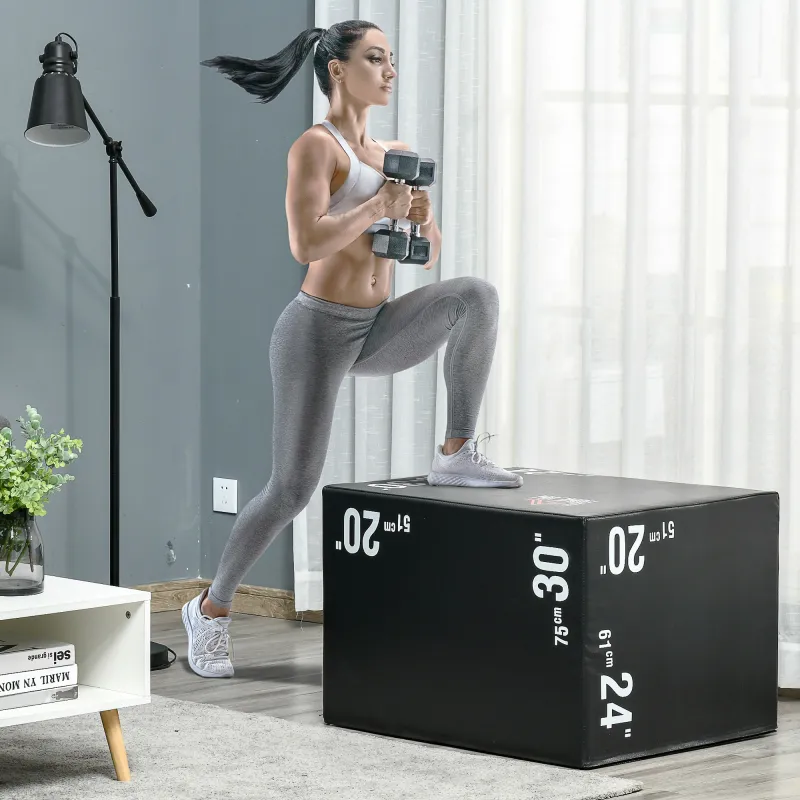 Cajón de Salto 3 en 1 con Cremallera y 3 Alturas Diferentes Carga 120 kg para Casa Oficina Gimnasia 75x51x61 cm... - Ogal.Es