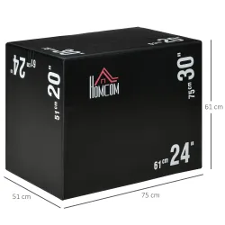 Cajón de Salto 3 en 1 con Cremallera y 3 Alturas Diferentes Carga 120 kg para Casa Oficina Gimnasia 75x51x61 cm... - Ogal.Es