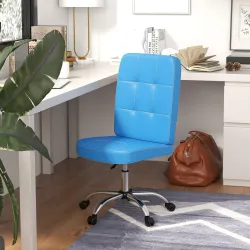 Silla de Oficina sin Brazos Silla de Escritorio Giratorio de Piel Sintética con Altura Ajustable 45x59x90-100 cm... - Ogal.Es
