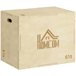 Cajón de Salto de Madera 3 en 1 con 2 Mango Hueco Carga 120 kg para Casa Oficina Gimnasia 61x51x76 cm Madera Nat... - Ogal.Es
