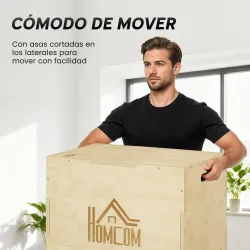 Cajón de Salto de Madera 3 en 1 con 2 Mango Hueco Carga 120 kg para Casa Oficina Gimnasia 61x51x76 cm Madera Nat... - Ogal.Es