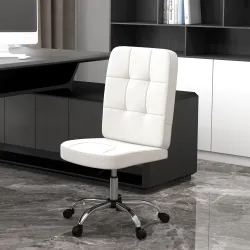 Silla de Oficina sin Brazos Silla de Escritorio Giratorio de Piel Sintética con Altura Ajustable 45x59x90-100 cm... - Ogal.Es