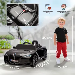 Coche Eléctrico para Niños 37-72 Meses Autorización BMW I4 con Control Remoto y Cinturón de Seguridad 115x67x45c... - Ogal.Es
