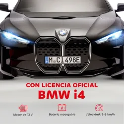 Coche Eléctrico para Niños 37-72 Meses Autorización BMW I4 con Control Remoto y Cinturón de Seguridad 115x67x45c... - Ogal.Es