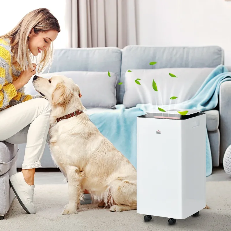 Deshumidificador Eléctrico 12L/día Depósito de Agua 2,5 Litro con 5 Modos 2 Velocidades Temporizador 25x25x50,5c... - Ogal.Es