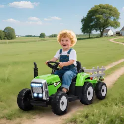 Tractor Eléctrico con Remolque para Niños 3-6 Años con Control Remoto y Cinturón de Seguridad 136,5x50x52,5 cm V... - Ogal.Es