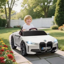 Coche Eléctrico para Niños 37-72 Meses Autorización BMW I4 con Control Remoto y Cinturón de Seguridad 115x67x45c... - Ogal.Es
