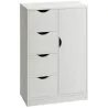 Armario de Salón con 4 Cajones 1 Puerta y Estante Interior Mueble de Almacenaje Multiusos 54x29x83 cm Blanco - Ogal.Es