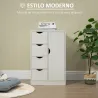 Armario de Salón con 4 Cajones 1 Puerta y Estante Interior Mueble de Almacenaje Multiusos 54x29x83 cm Blanco - Ogal.Es