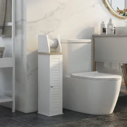Portarollos para&nbsp;Baño Moderno Mueble Auxiliar de Baño con Estantes Ajustables y Portarrollos de Papel 18x20x80 c... - Ogal.Es