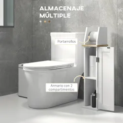 Portarollos para&nbsp;Baño Moderno Mueble Auxiliar de Baño con Estantes Ajustables y Portarrollos de Papel 18x20x80 c... - Ogal.Es