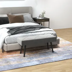 Taburete Pie de Cama Multifuncional con Pies de Acero y Asiento Acolchado para Entrada Pasillo 100x36x45 cm Gris - Ogal.Es