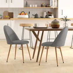 Pack de 2 Sillas de Comedor Sillas de Cocina Tapizadas de Tela de Lino con Patas de Acero Carga 120 kg 50x52x83 ... - Ogal.Es