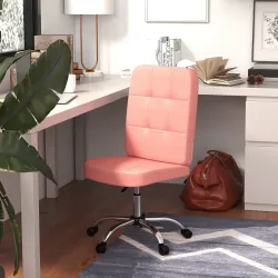 Silla de Oficina sin Brazos Silla de Escritorio Giratorio de Piel Sintética con Altura Ajustable 45x59x90-100 cm... - Ogal.Es