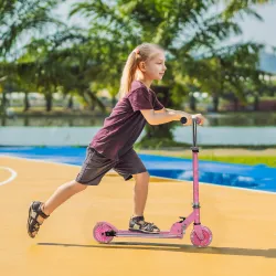 Patinete Infantil Plegable con Luces Música Altura Ajustable Ruedas Brillantes Pedal LED Carga 50kg 67x32x65-78c... - Ogal.Es