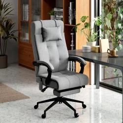 Silla de Masaje Reclinable con 6 Puntos de Masaje y 5 Modos Función de Calefacción Ajustable 66x76x112-120 cm Gris - Ogal.Es