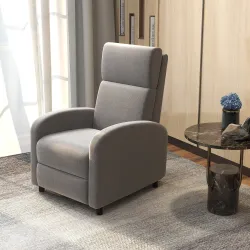 Sillón Relax Reclinable hasta 160° Sofá Reclinable Moderno con Reposapiés Soporta hasta 120 kg 64x86x102 cm Gris - Ogal.Es