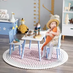 Mesa con Sillas para Niños de 2-4 Años de Madera Mesa 60x40x43 cm y Sillas para Dormitorio 28x26x48 cm Blanco y ... - Ogal.Es