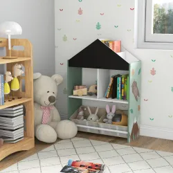 Organizador Infantil Estantería para Juguetes con Estantes Abiertos y 2 Cajas Extraíbles 62,4x26,5x90 cm Verde - Ogal.Es