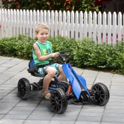 Kart Coche Eléctrico Infantil 12V de 3 a 8 Años Velocidad 3-5km/h y Cinturón de Seguridad 100x58x58,5cm Azul - Ogal.Es