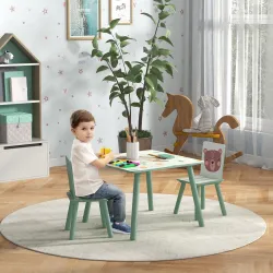 Set de Mesa y 2 Sillas Conjunto de Muebles Infantiles de 3 Piezas para Niños de +3 Años con Estampado Animales y... - Ogal.Es