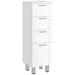 Mueble Auxiliar Baño Moderno Armario de Baño con 4 Cajones y 4 Patas para Salón Carga 30 kg 30x30x93cm Blanco Br... - Ogal.Es