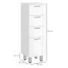 Mueble Auxiliar Baño Moderno Armario de Baño con 4 Cajones y 4 Patas para Salón Carga 30 kg 30x30x93cm Blanco Br... - Ogal.Es
