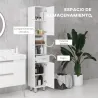 Mueble Auxiliar Baño Moderno Armario de Baño con 1 Cajón 3 Estantes Ajustables y 2 Armarios 30x30x180cm Blanco B... - Ogal.Es