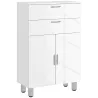 Mueble Auxiliar Baño Moderno con 2 Cajones Armario y Estantes Ajustables Antivuelco Carga 35 kg 60x30x93 cm Blanco - Ogal.Es