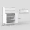 Mueble Auxiliar Baño Moderno con 2 Cajones Armario y Estantes Ajustables Antivuelco Carga 35 kg 60x30x93 cm Blanco - Ogal.Es