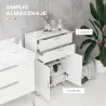 Mueble Auxiliar Baño Moderno con 2 Cajones Armario y Estantes Ajustables Antivuelco Carga 35 kg 60x30x93 cm Blanco - Ogal.Es